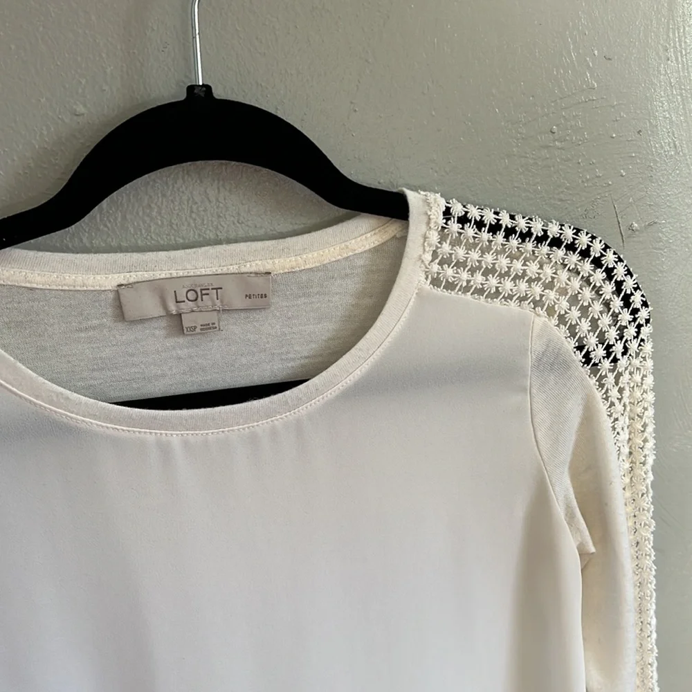 LOFT ivory long sleeve top